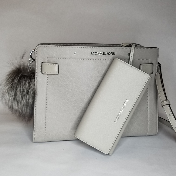 Michael Kors SET 3P Designer PURSE BAG WALLET POM - Picture 4 of 12